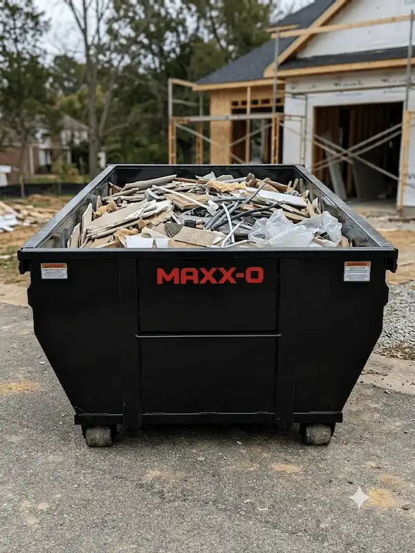 Roll-off dumpster placed at a home